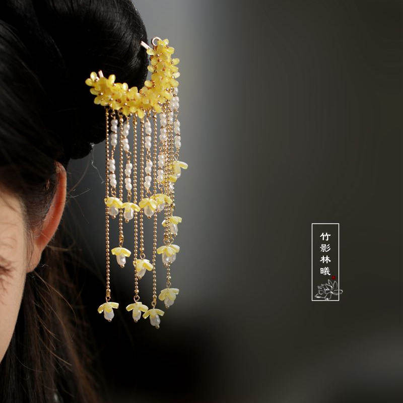 Hanbok Hair Pin - Oud-stijlige Osmanthus haarspeld met kwastjes, Hanfu