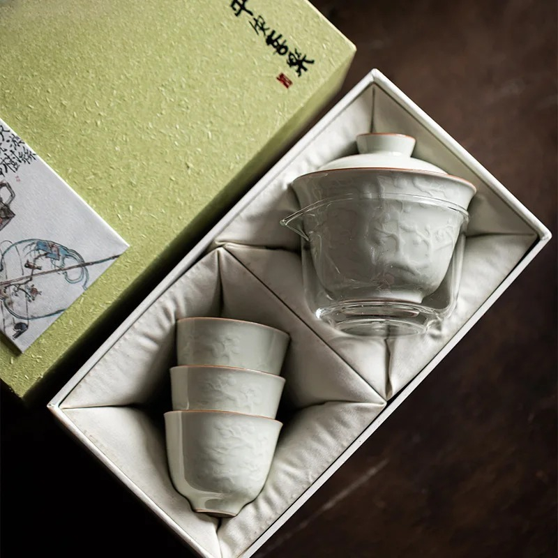 Korean Tea Set - Boutique handgemaakte reliëf dekselkomset Huishoudelijke Three