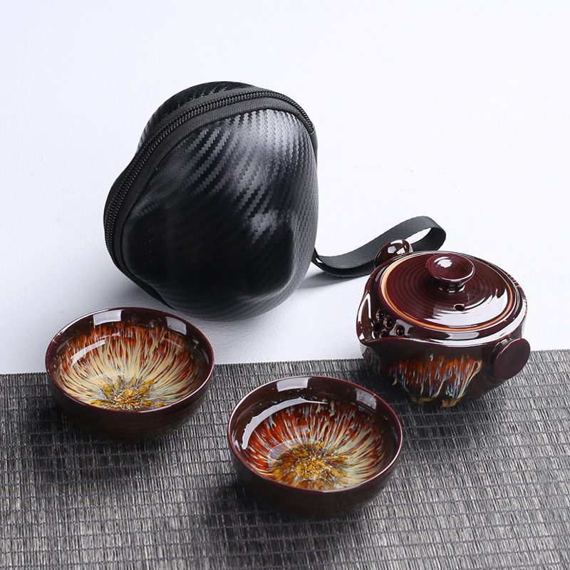 Korean Tea Set - Draagbare Keramische Theepot Gaiwan Met 2