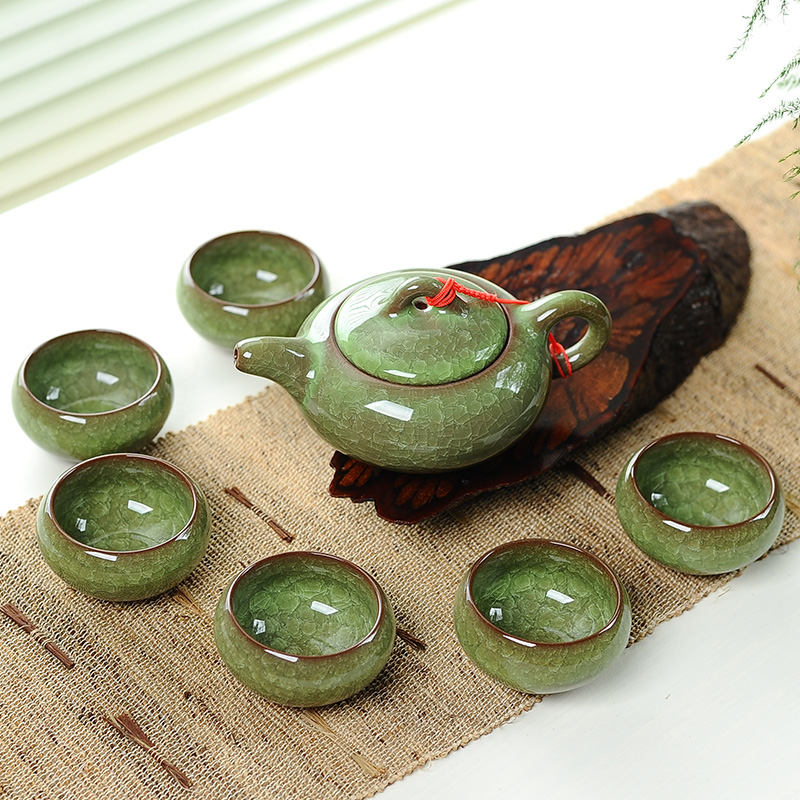 Korean Tea Set - 7-delig keramisch theeservies met ijs gebarsten